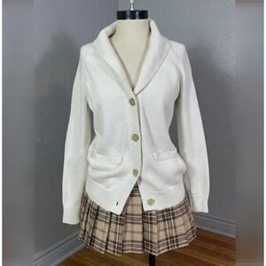 Cream Beige Cardigan‎ Sweater Small Cozy Chunky Fall Winter